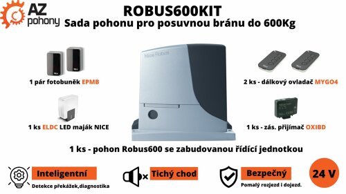 Robus600Kit - RB600BDKCE sada pohonu Nice ROBUS600BDKCE pro posuvné brány do 600 kg